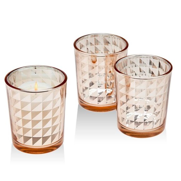 Brayden Studio Other - Vintage Retro 3 Piece Rose Gold Glass Votive Set